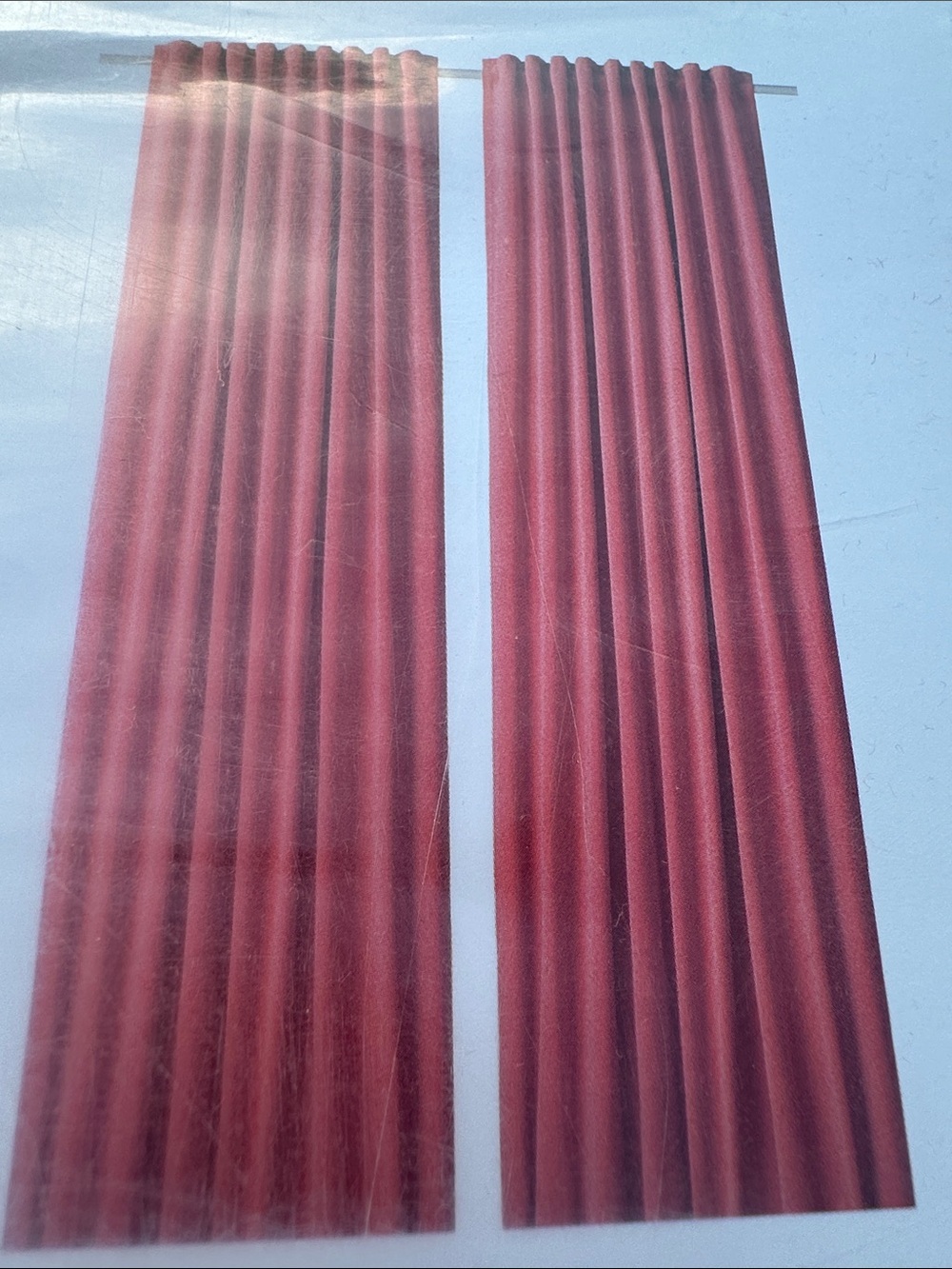 IKEA Coral/Red cotton velvet Curtain Panel Set